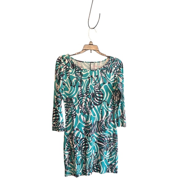 Lilly Pulitzer Dresses & Skirts - Lilly Pulitzer Marlowe Pima cotton turquoise white navy blue white zebras Sz XS